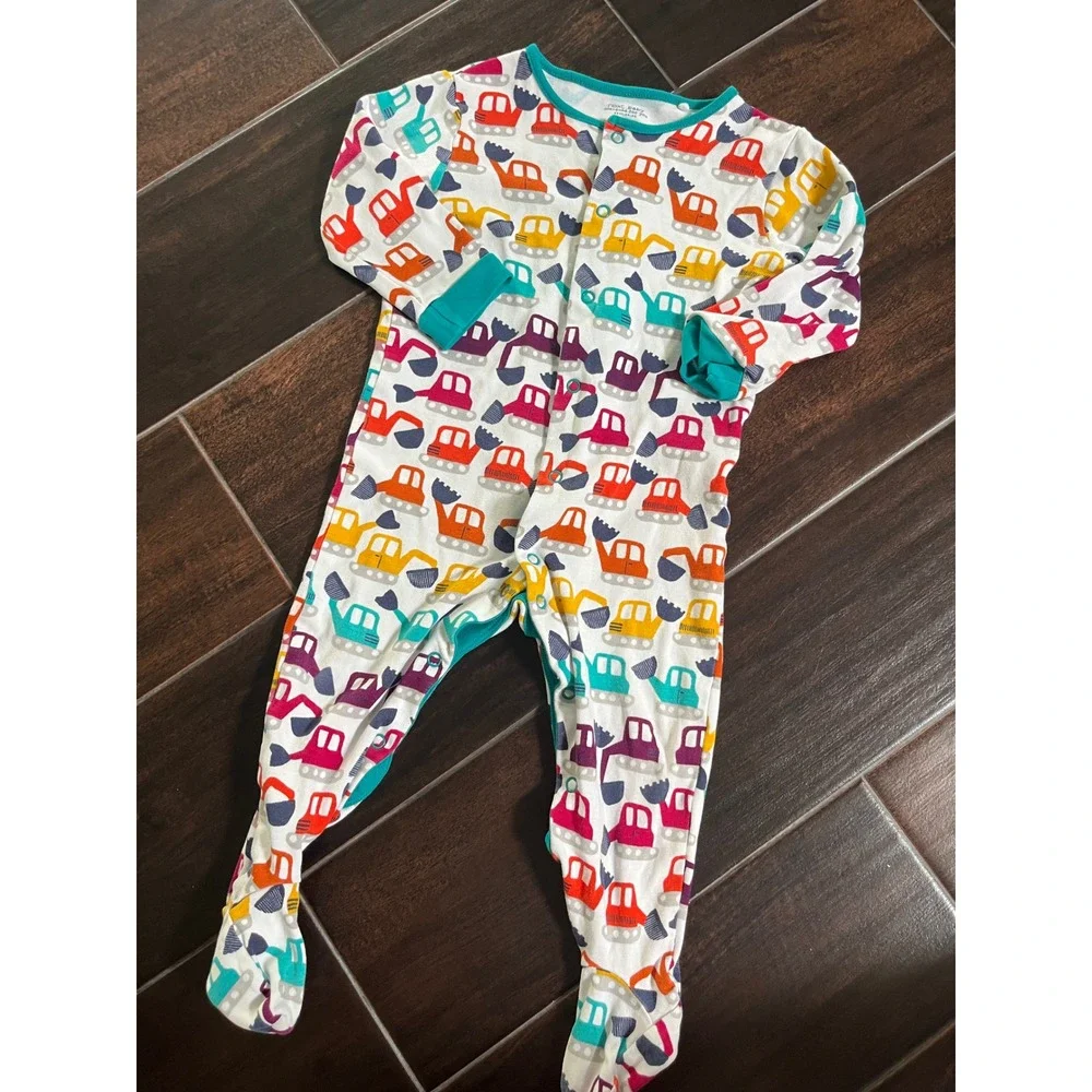Next Baby Construction Vehicle Print Footed Sleeper Pajamas 12-18 Months Cotton